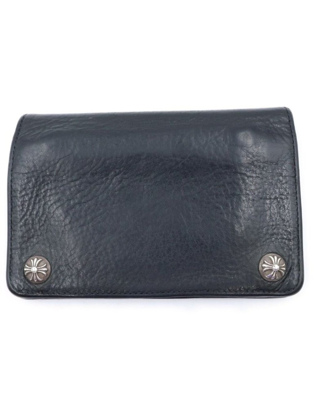 Chrome Hearts Cross Ball Button Leather Wallet Black